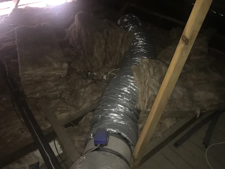 How a competitor laid fibreglass batts: lumpy, gapped and uneven across the joists