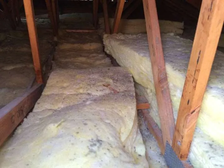 Fibreglass batts installed badly with gaps between every joist, Springfield, a competitor's work