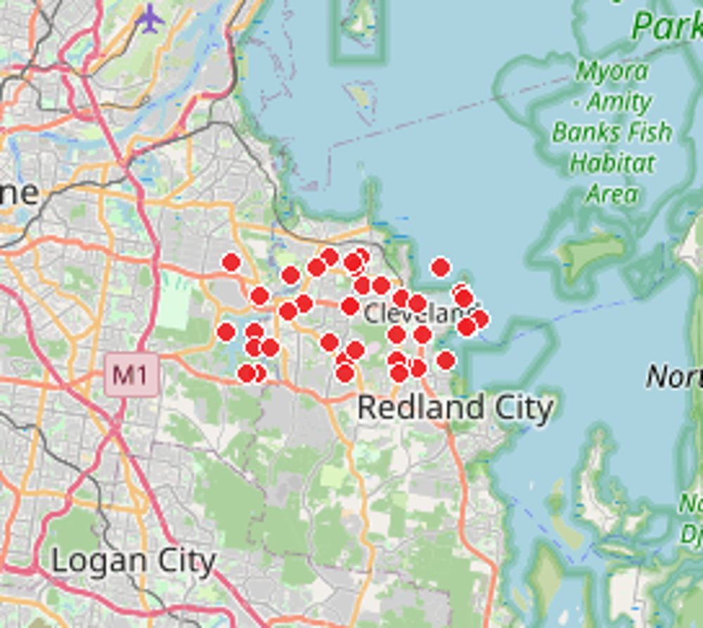 Map of the Redlands with red pins marking homes Comfort Zone Insulation has helped (locations de-identified)